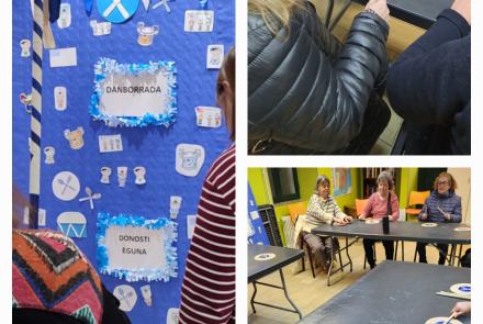 Tocando los tambores.